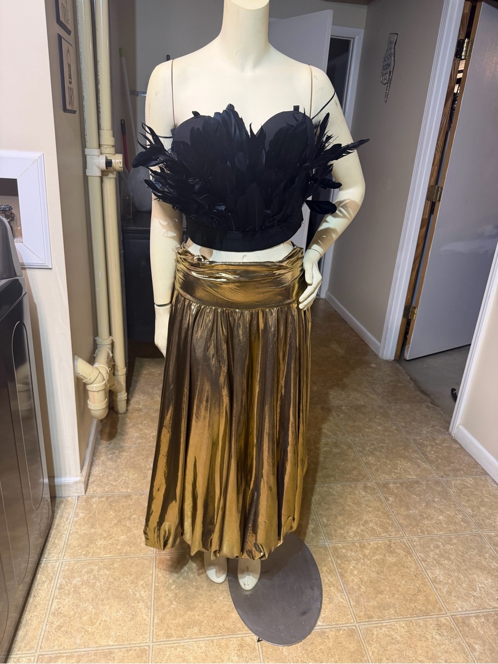 AKIRA Metallic Gold Maxi Skirt
